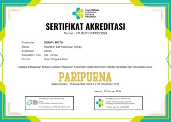 Puskesmas Dompu Kota, Raih Predikat “PARIPURNA”